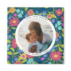 Round Photo Pretty Wildflower Frame with Text