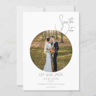 Round Photo Save the Date Minimalist Invitation