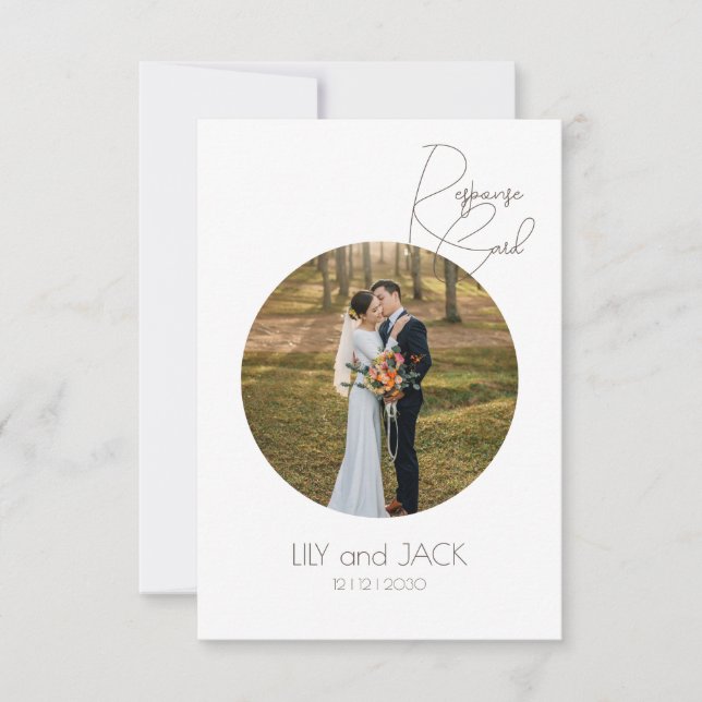 Round Photo Save the Date Minimalist RSVP Cards (Front)