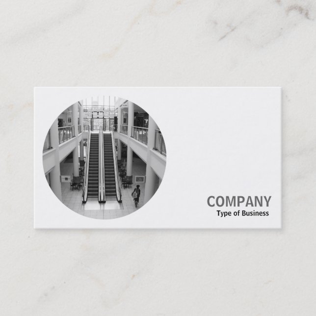 Round Photo - Shopping Mall B&W Business Card (Front)