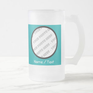Round Photo & Text Frosted Stein - Create Your Own