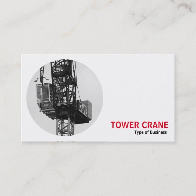 Round Photo - Tower Crane 02 B&W Business Card (Front)