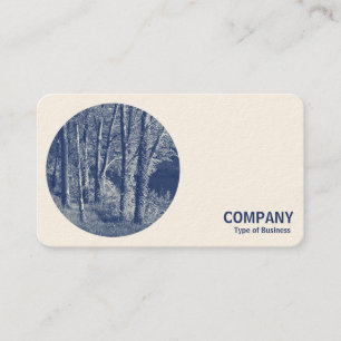 Round Photo - Trees by a River - Cyanotype Business Card