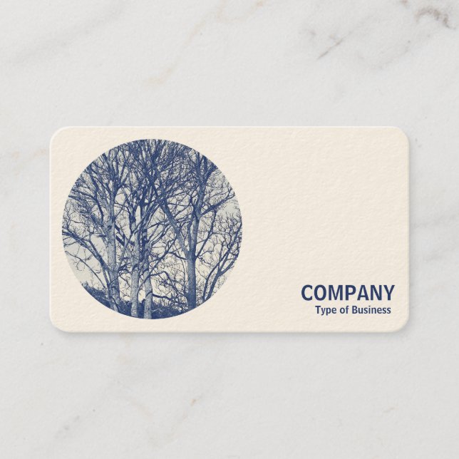 Round Photo - Trees in Winter - Cyanotype Business Card (Front)