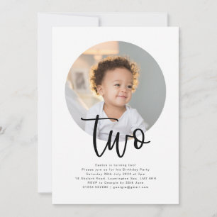 Round Photo Two Birthday Invitation