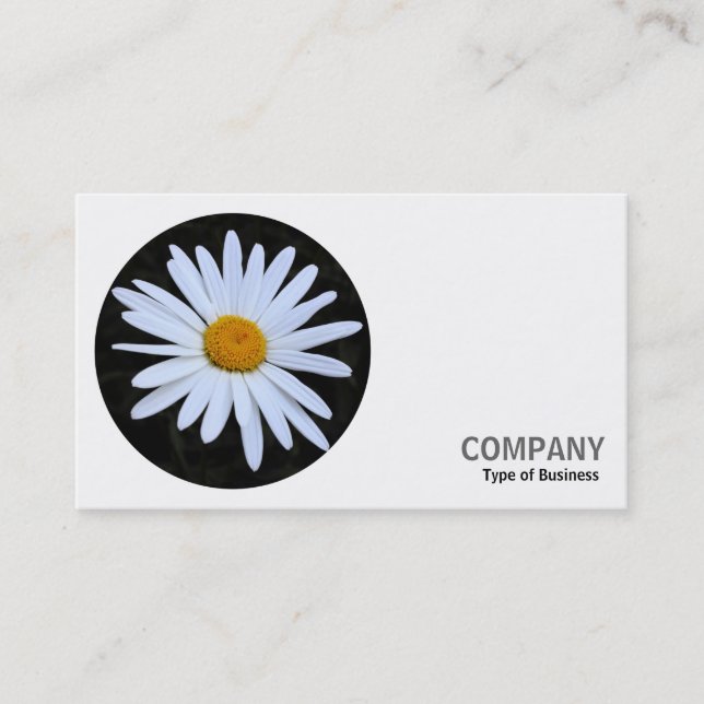 Round Photo - White Daisy 02 Business Card (Front)
