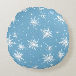 Round Pillow a snow crystal pattern