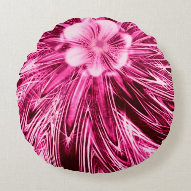 Round Pillow Abstract Lines Purple Flower (Front)