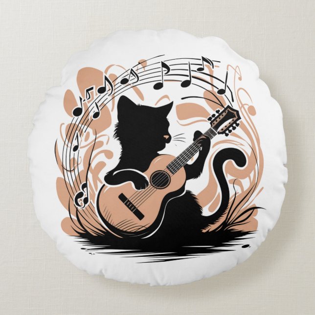Round Pillow - Black Cat (Front)