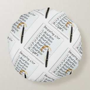 ROUND PILLOW - BOURBON LOVERS SHOPPING LIST