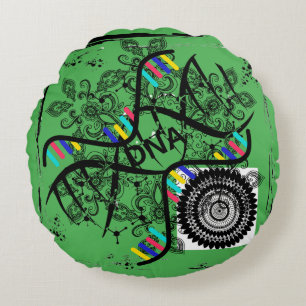 Round Pillow DNA helix patterned green