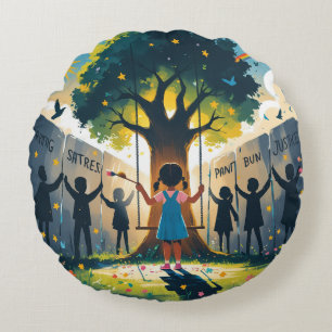 Round pillow, dream themed, fashion, trendy cushion