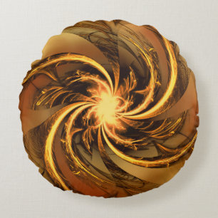 Round Pillow Fractal Twisted Glow Yellow