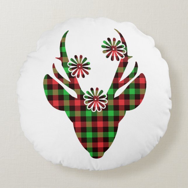 Round Pillow-Holiday Deer Cushion (Front)