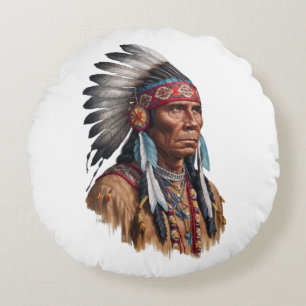 Round Pillow - Native Americans