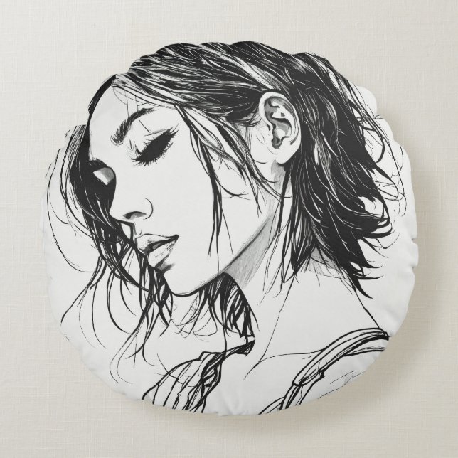 round pillow of a women's face (Front)