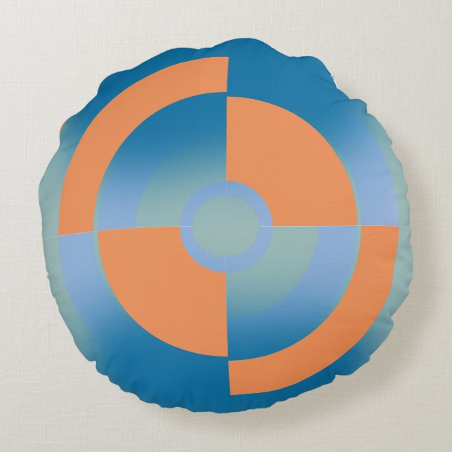 Round Pillow with Abstract Circular Design (Back)