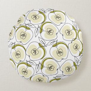 Round Pillow with apple drawn in one line.