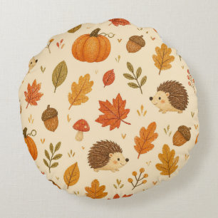 Round pillow with autumn pattern