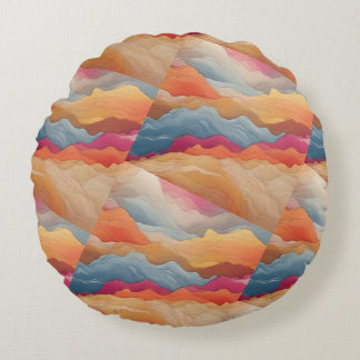 Round Pillow with Cloudy Abstract Design. 