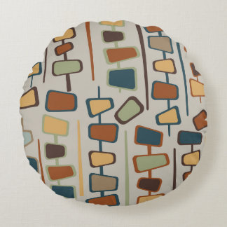 Round Pillow With Mid Century Inspired