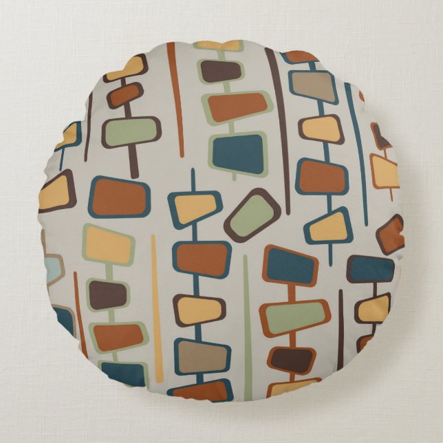 Round Pillow With Mid Century Inspired (Front)