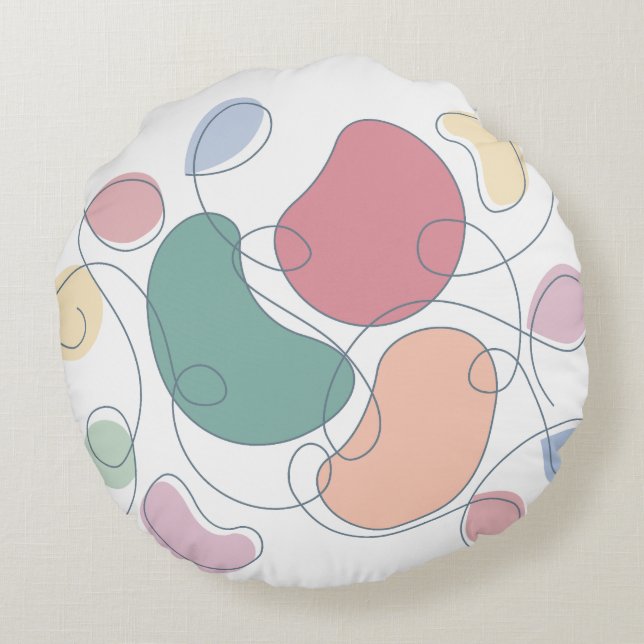 Round Pillow with Minimalist Abstract Motifs (Back)
