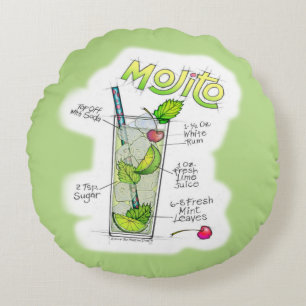ROUND PILLOWS - MOJITO RECIPE COCKTAIL ART