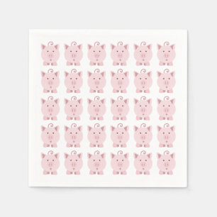 Round Pink Pig Pattern Napkin