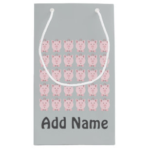 Round Pink Pig Pattern Small Gift Bag