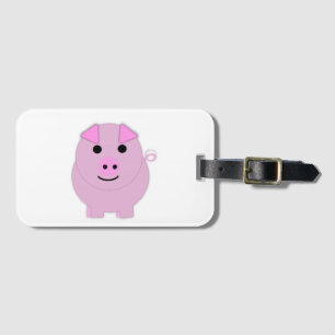 Round Pink Piggy Luggage Tag