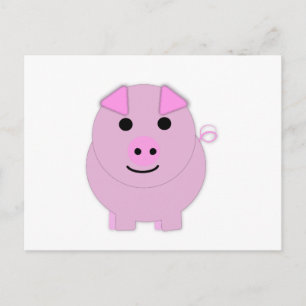 Round Pink Piggy Postcard