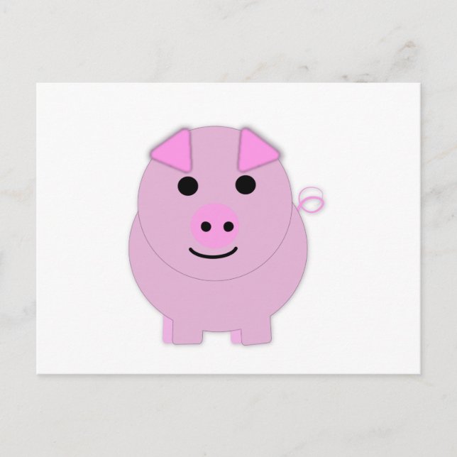 Round Pink Piggy Postcard (Front)