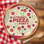 Round Pizza Party Kids Birthday  Paper Plate<br><div class="desc">Celebrate your kid's birthday in delicious fun style with a pizza-themed party! These pizza themed birthday party plates feature a colourful illustration of a pizza with toppings that create a festive and inviting atmosphere. Additionally, playful and funny sauce red custom text make this design more fun and inviting. Overall, this...</div>