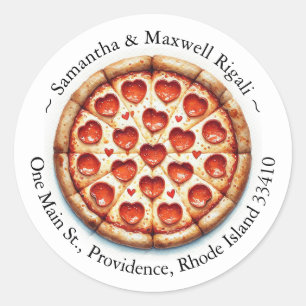 Round Pizza Stickers Return Address Labels