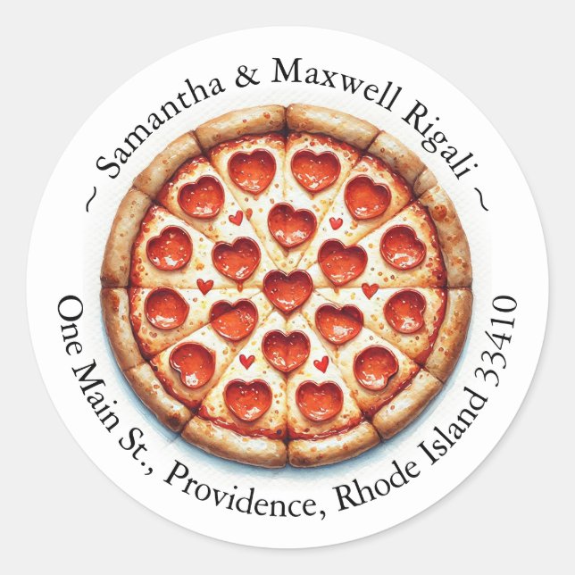 Round Pizza Stickers Return Address Labels (Front)