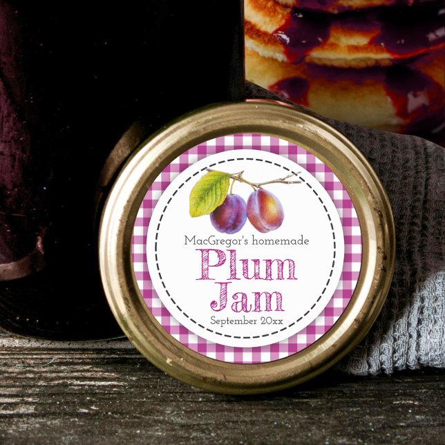 Round plum preserve or jam jar food label (Creator Uploaded)
