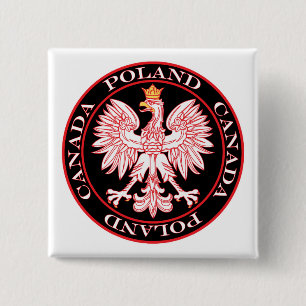 Round Poland Canada Red Eagle 15 Cm Square Badge