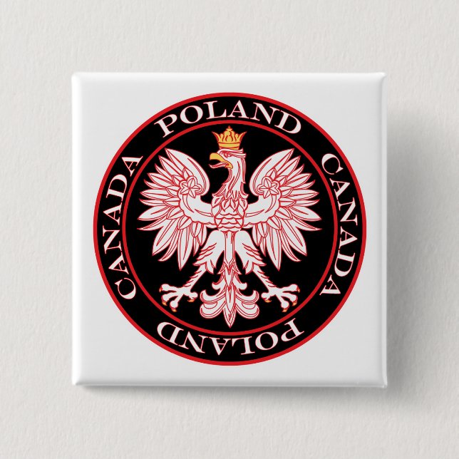 Round Poland Canada Red Eagle 15 Cm Square Badge (Front)