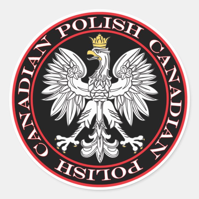 Round Polish Canadian Eagle Classic Round Sticker (Front)