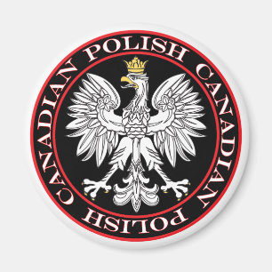 Round Polish Canadian Eagle Magnet