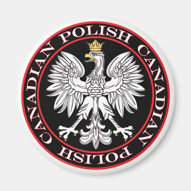Round Polish Canadian Eagle Magnet (Front)