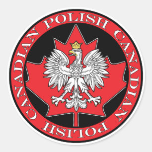 Round Polish Canadian Leaf Classic Round Sticker