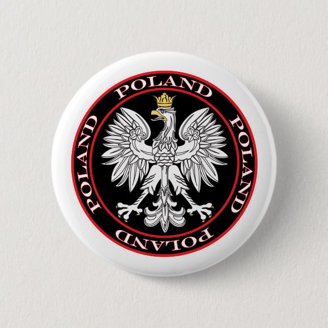 Round Polish Eagle 6 Cm Round Badge (Front)