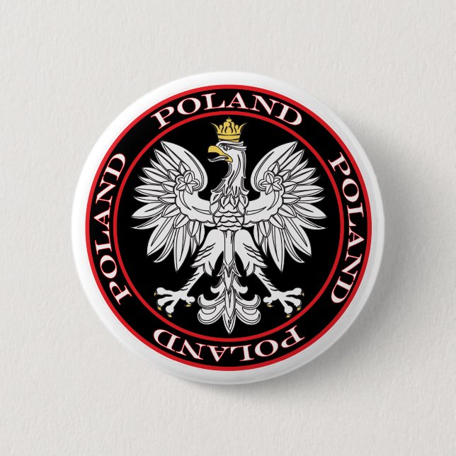 Round Polish Eagle 6 Cm Round Badge (Front)