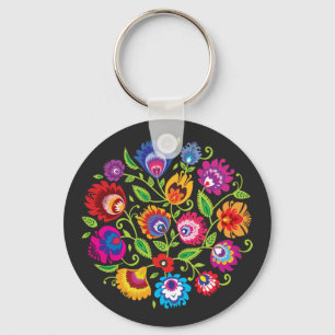 Round Polish folklore composition Key Ring
