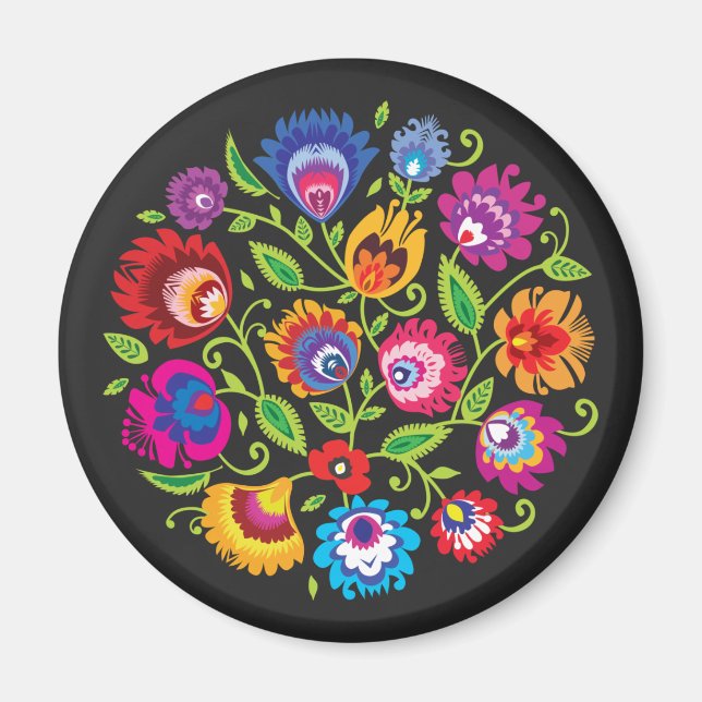 Round Polish folklore composition Magnet (Front)