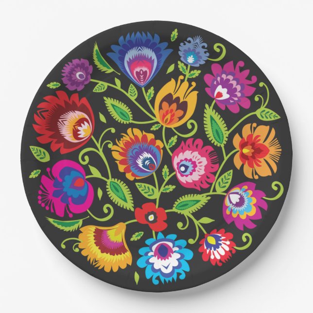 Round Polish folklore composition Paper Plate (Front)