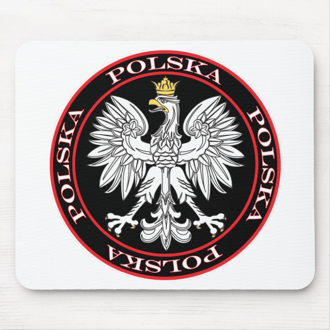 Round Polska Eagle Mouse Mat (Front)
