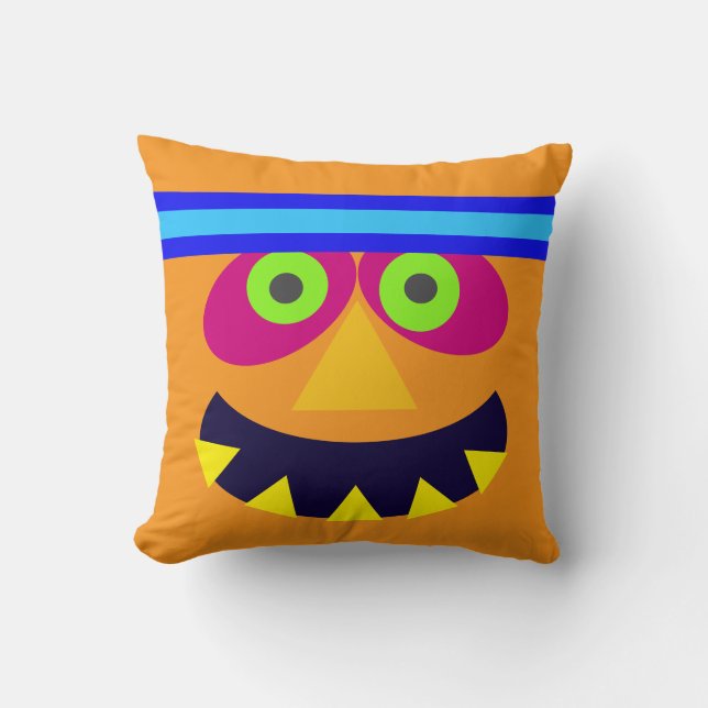 Round pouf with funny monster cushion (Front)